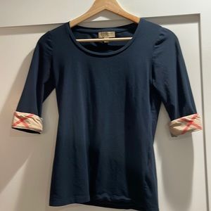 Burberry navy blue 3/4 length sleeve top
